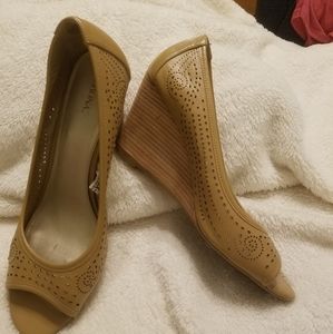 Tan Merona wedges - peep toe